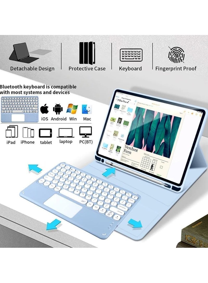 Keyboard Case for Samsung Galaxy Tab S10 FE 10.9-inch 2025 SM-X520/X526B, Round Keys Removable Touchpad Touchpad Wireless Bluetooth Keyboard Leather Case - Image 4