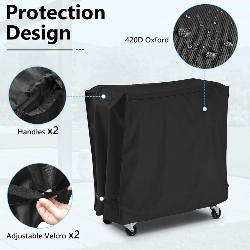 AKEfit Patio Cooler Cart Cover Waterproof with UV Coating, Fits Most 80-100 Qt Rolling Cooler Cart Cover Outdoor Beverage Cart Patio Ice Chest Protective Covers 43L x 22W x 32H inch (Black)… - Image 3