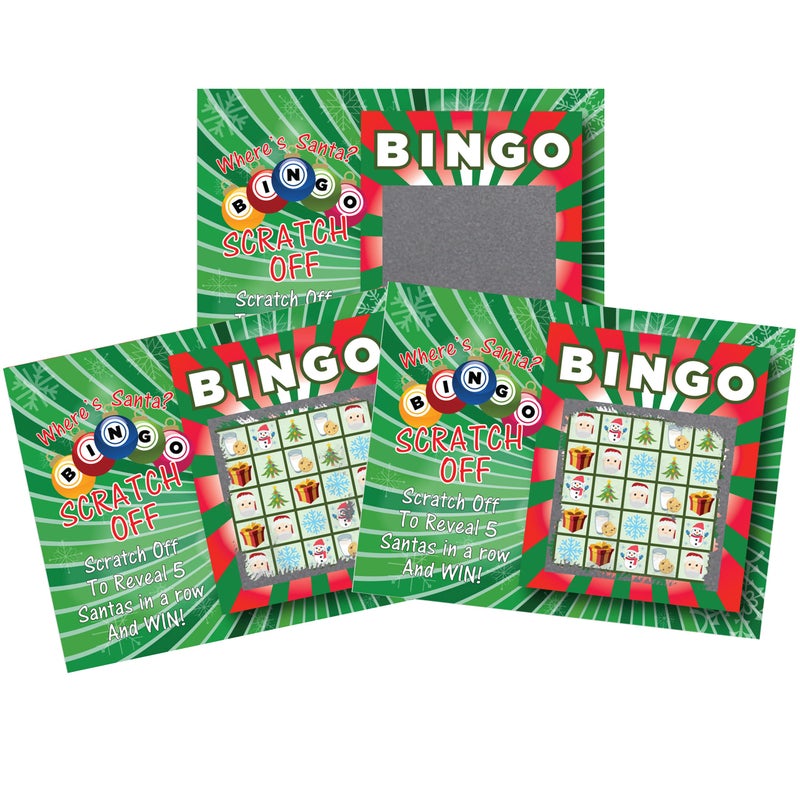 My Scratch Offs 26 Pack Christmas Bingo Scratch Off Game Cards 3x4Inch Fun Holiday Party Activity for Adults Festive Raffle Tickets for Winter Gatherings - Image 2