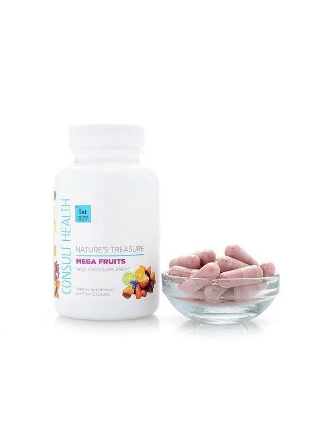 Consult Health - Nature's Treasure Mega Fruits Dietary Supplement - 60 Fruit Capsules - Red Superfood – Vegan - 100% Plant Based Nutrition - Image 1