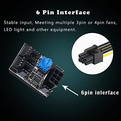 MEIRIYFA 4 Pin Fan Adapter PWM PC Chassis Cooling Fan Hub 8 Way Splitter DC12V Speed Controller with 6 Pin Power Port,Chassis Fan Pressure Regulating Governor - Image 2