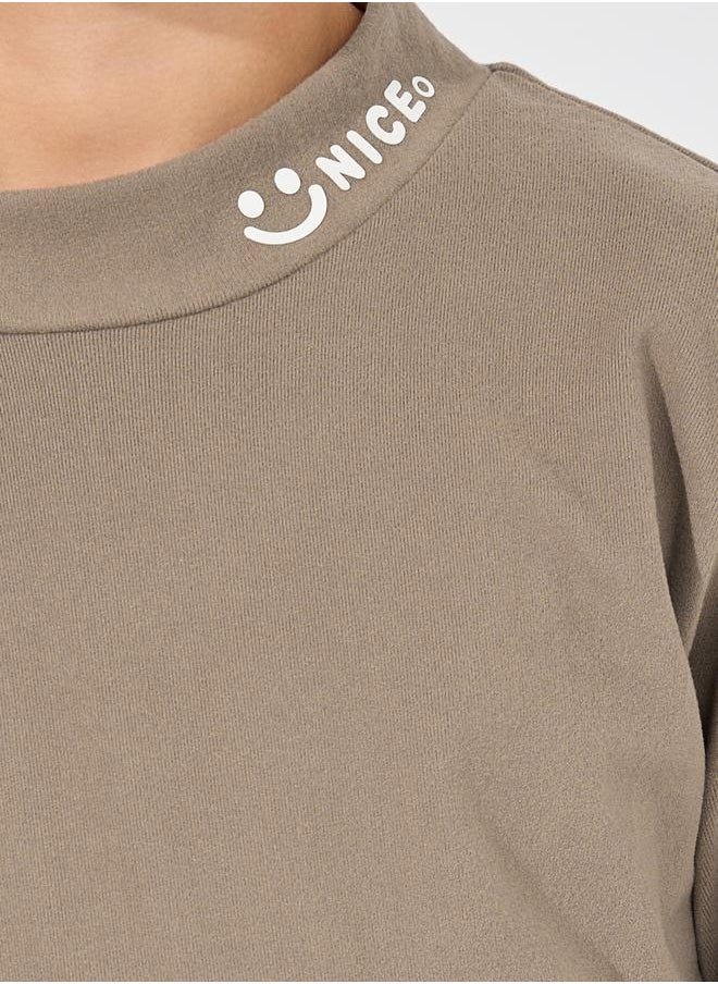 Slogan Print Mock Neck T-Shirt - pzsku/Z1EE9EFAC1499967A9527Z/45/_/1734941315/64e7c4af-a67b-4580-8a2a-3589bbf5cb1b
