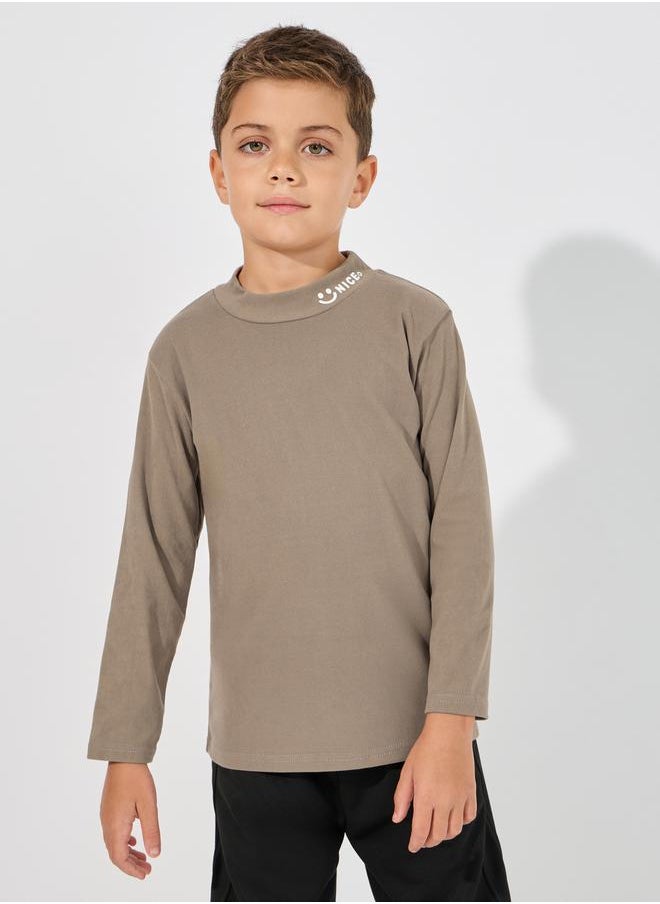 Slogan Print Mock Neck T-Shirt - pzsku/Z1EE9EFAC1499967A9527Z/45/_/1734941321/8f2de473-96eb-43c4-a26d-97952785df36
