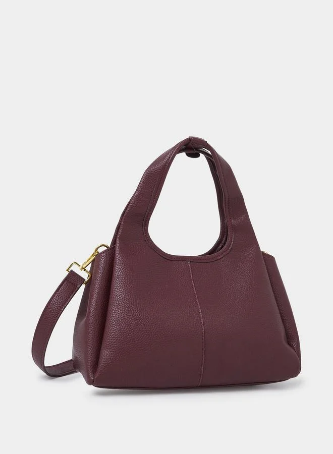 ستايلي Burgundy Buckle Strap Detail Shoulder Bag