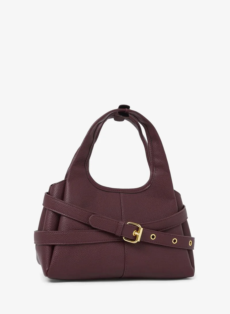 ستايلي Burgundy Buckle Strap Detail Shoulder Bag