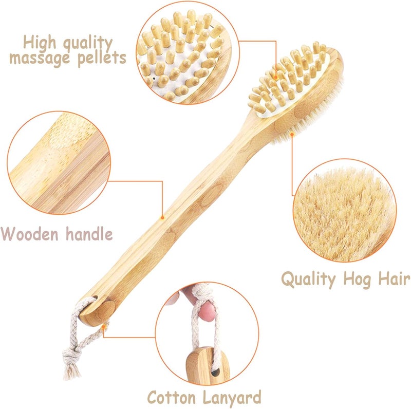 BoAn Dry Brushing Body Brush with Long Handle and Dual SidedDry Body Brush for Cellulite and LymphaticBath Brush for Shower Back Scrubber and Cellulite Massager - Image 5