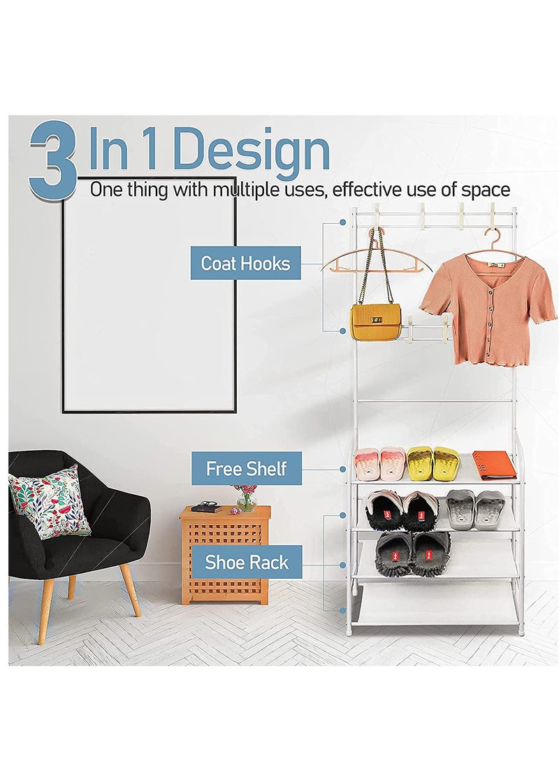 Toshionics Multifunctional 3 in 1 Entryway Coat Rack 4 Tier Hall Tree Shoe Bench Large Storage Shelfs  - Image 5