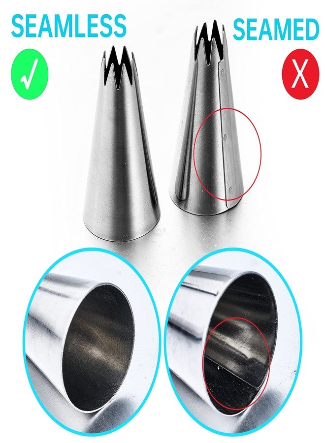 Kasmoire 4Pcs Large Square Round Piping Nozzles Set,Stainless Steel Icing Nozzles Piping Kit for Cake Decorating - Image 4
