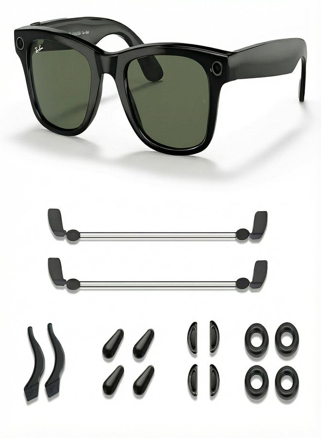 HLNGHOF 5 in 1 Anti-Slip Kit for Ray-Ban Meta Gen 2 Wayfarer/Skyler/Headliner & Oakley HSTN, Nose Pads, Temple Grips, Silicone Rings, Adjustable Strap, Upgraded Anti-Dust Silicon, 20 PCS - Image 1