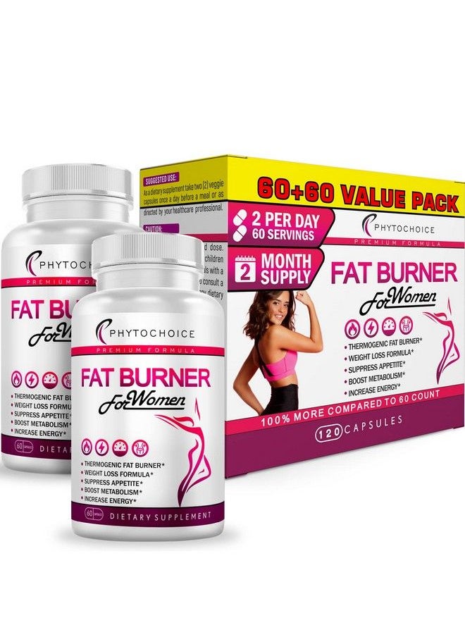 PhytoChoice - Best Diet Pills That Work Fast For Women Natural Fat Burning Weight Loss Supplements Appetite Hunger Suppressant Metabolism Booster Belly Fat Burner Weight Loss Pills To Lose Weight Fast For Women 2Pk - Image 1