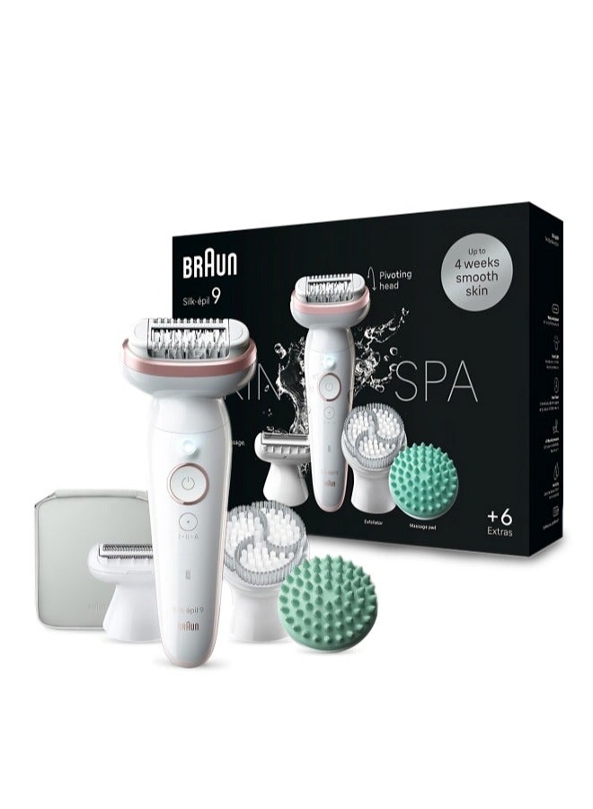BRAUN Silk-epil 9 SkinSpa 9-080 Epilator Wet & Dry, Deep body exfoliation brush, Massage Cap lasting smooth skin, Pouch. +6 Extra - Image 1