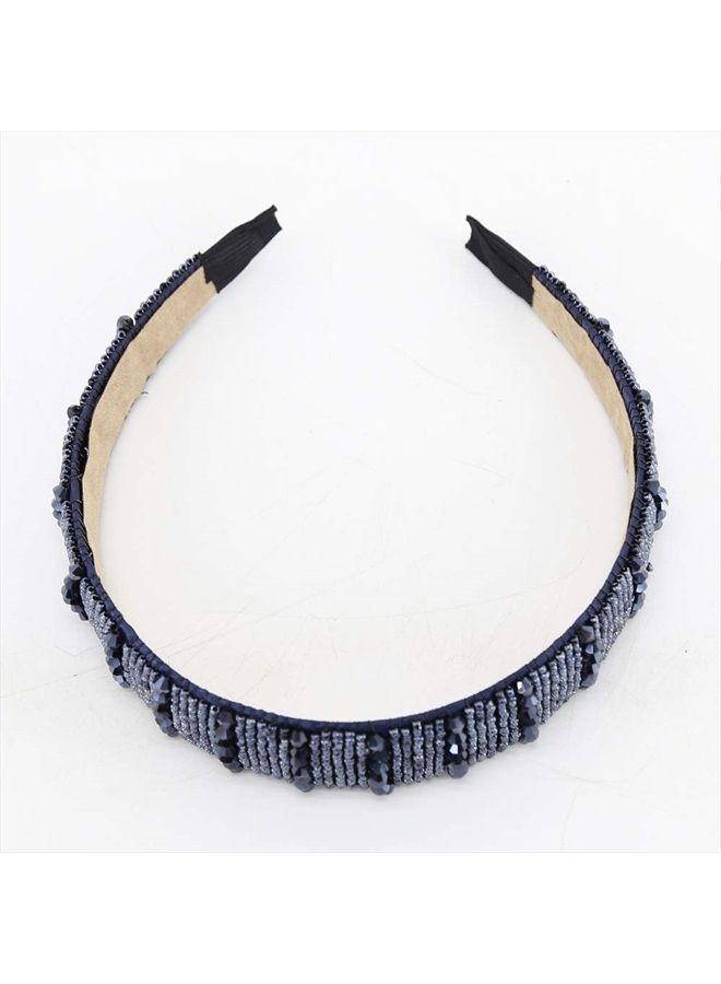 BTWTRY Navy Blue Broadside Hand Made Crystal Headband Fashion Lssuing Boutique Press Hair Headband for Woman and Girl Hair Accessories (Navy Blue) - Image 4