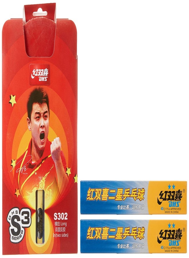DHS TT BAT S-S302 DHS WITH TT BALL DHS 40MM 2 STAR ORANGE (12 Pcs Box) AND ASSORTED COLOR (BLACK/BLUE) TT NET409 - Image 3