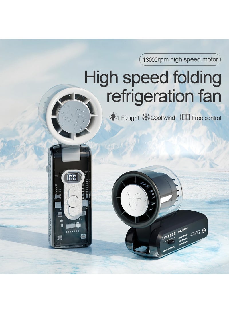 توبيز مروحة تبريد قابلة للطي عالية السرعة توبيز ICE FAN-06 باللون الأبيض بسعة بطارية 3600 مللي أمبير، شاشة LED رقمية، دوران هواء 360°، قوة رياح قوية، مروحة متعددة الوظائف محمولة - Image 3