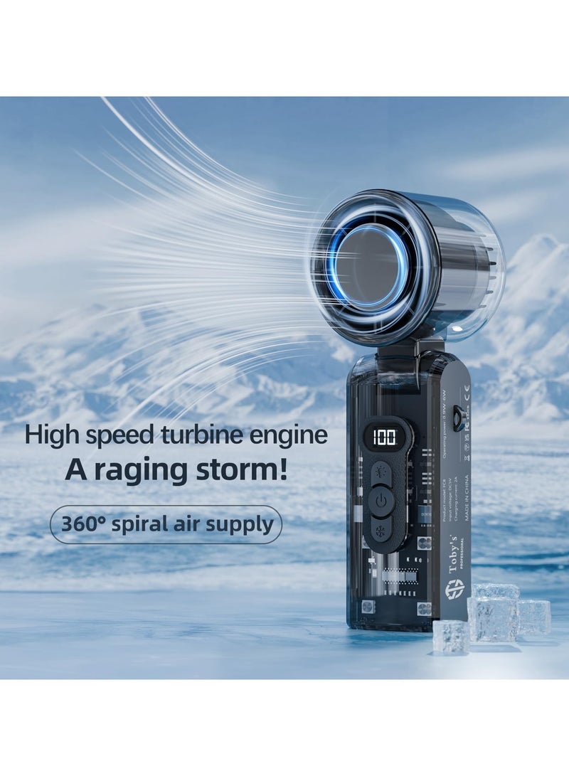 توبيز مروحة تبريد قابلة للطي عالية السرعة توبيز ICE FAN-06 باللون الأبيض بسعة بطارية 3600 مللي أمبير، شاشة LED رقمية، دوران هواء 360°، قوة رياح قوية، مروحة متعددة الوظائف محمولة - Image 5