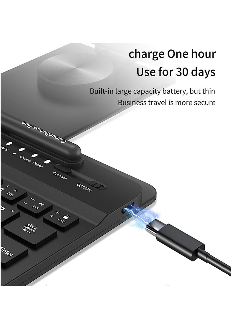 SYOSI - Compatible with Samsung Galaxy Z Fold 4/3/2, Set Include Mini Wireless Bluetooth Keyboard, Mouse, Comfortable & Adjustable Phone Stand, Capacitance Pen, and S Pen Holder [Easy to Carry] -Black - Image 1