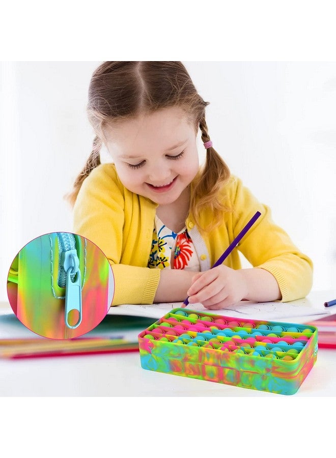 PLUSPOINT PLUSPOINT Pop It Pen Case Silicone Colorful Rectangle Push it Pop Bag Fidget Toys for Makeup Bag ,Stationery Organizer, Return Gifts for Classroom Rewards, Birthday Party Favor (POP IT Pouch) - Image 5