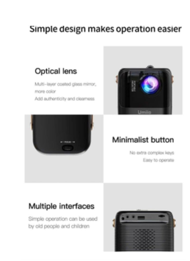 Umiio A008 Intelligent Screen Projector 5G WiFi Bluetooth Quadrangle Trapezoid 1080P Android Projector For Move Music TV Game Casting  - Image 2