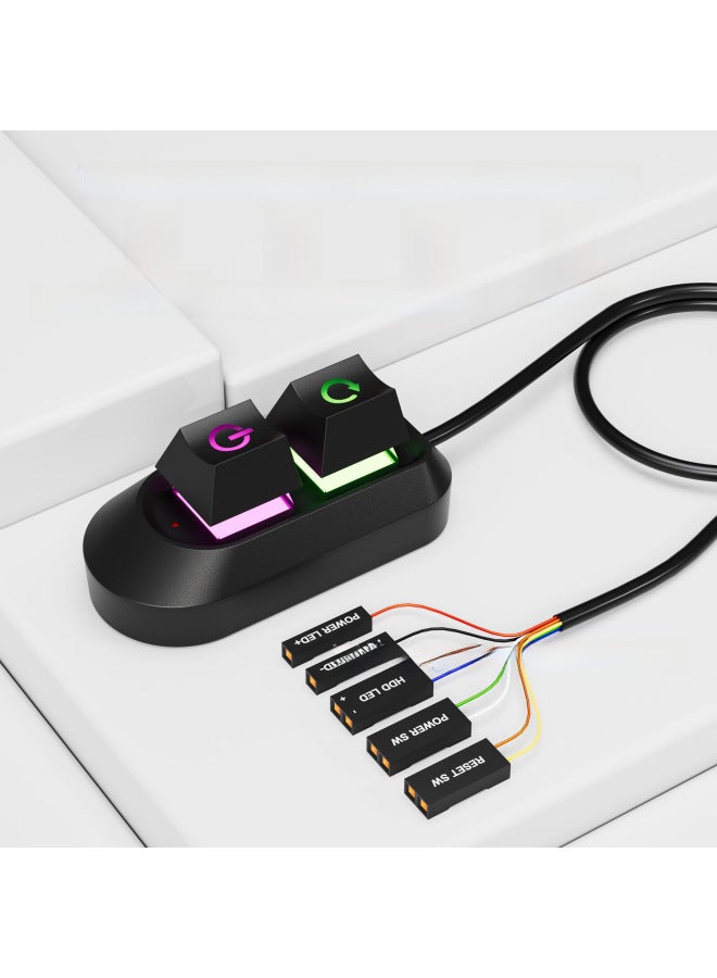 Desktop Computer External Switch Restart Button Internet Cafe Computer Power Extension Extension Cord Start Switch Key-Color:Light Body Rubber Oil Translucent - Image 4