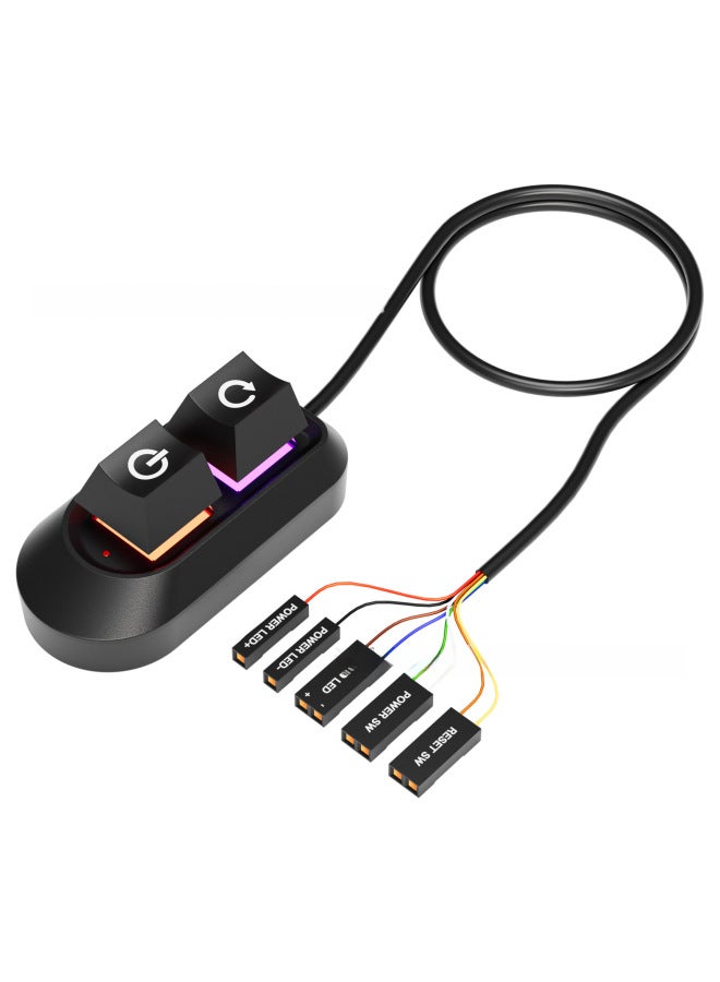 Desktop Computer External Switch Restart Button Internet Cafe Computer Power Extension Extension Cord Start Switch Key-Color:Light Body Rubber Oil Translucent - Image 3