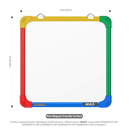 Pragati Systems® Genius Non-Magnetic Double-Sided Whiteboard and Chalkboard for Kids, Home & Kitchen | Compact & Convenient Dual Function Writing Board | Extra Small Size 1x1 Feet (Pack of 1) - Image 2