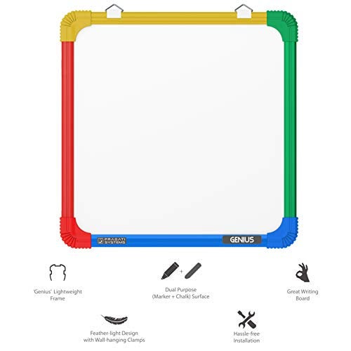 Pragati Systems® Genius Non-Magnetic Double-Sided Whiteboard and Chalkboard for Kids, Home & Kitchen | Compact & Convenient Dual Function Writing Board | Extra Small Size 1x1 Feet (Pack of 1) - Image 5