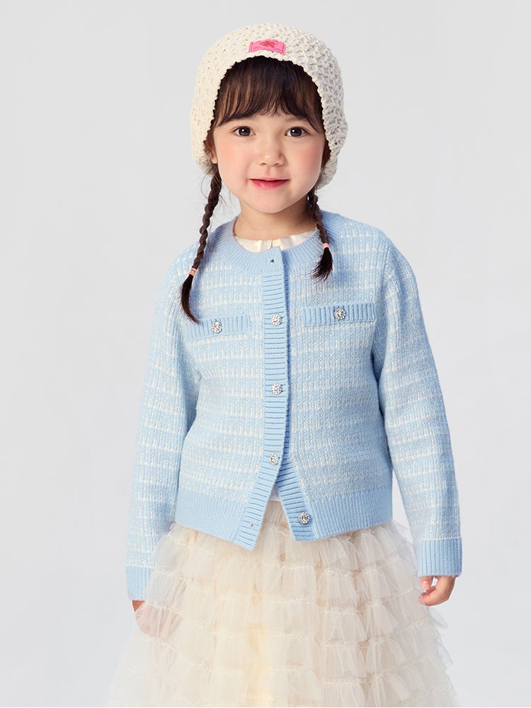 بالابالا كارديغان صوف متباين اللون للبنات - Image 1