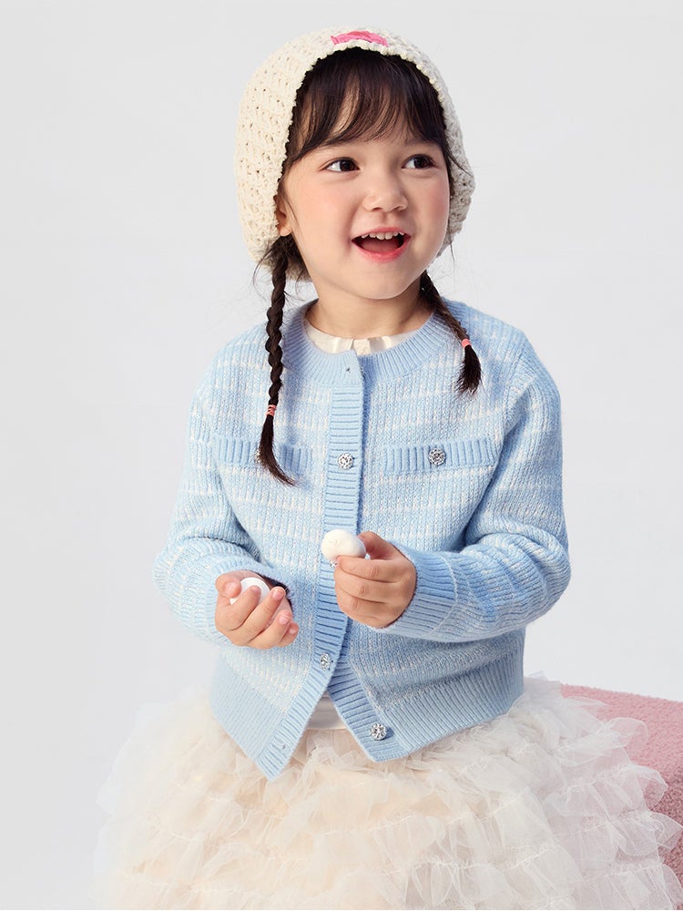 بالابالا كارديغان صوف متباين اللون للبنات - Image 2