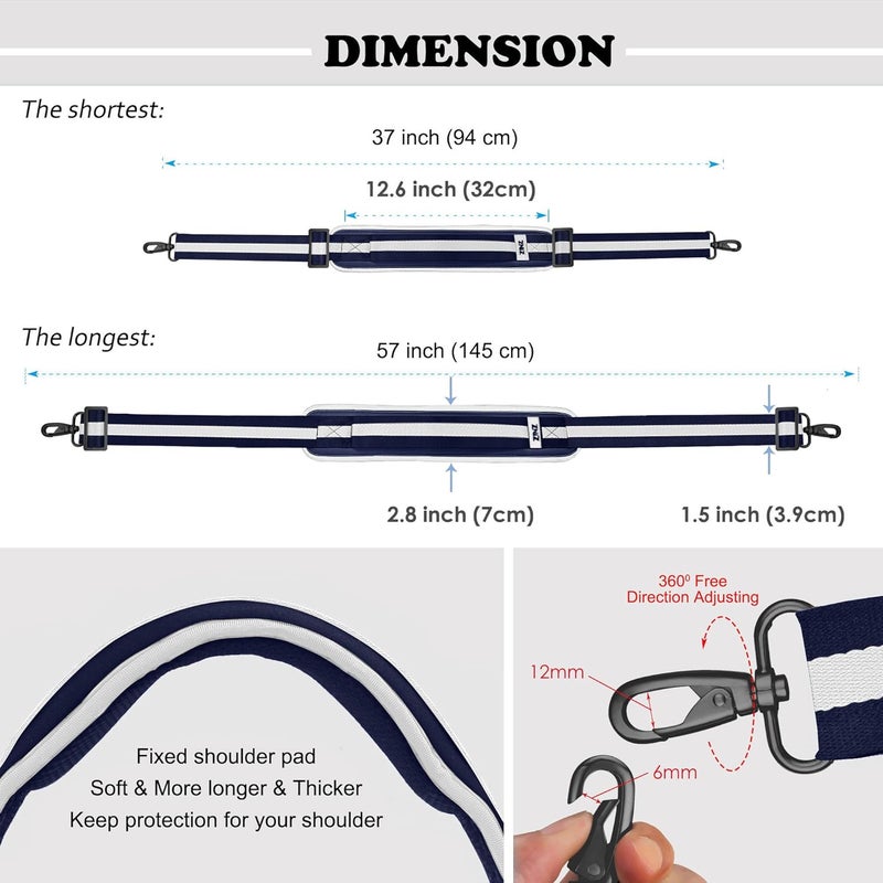 ZINZ Shoulder Strap, 79" Padded Adjustable Shoulder Bag Straps Replacement for Bags with D-Ring - Image 1
