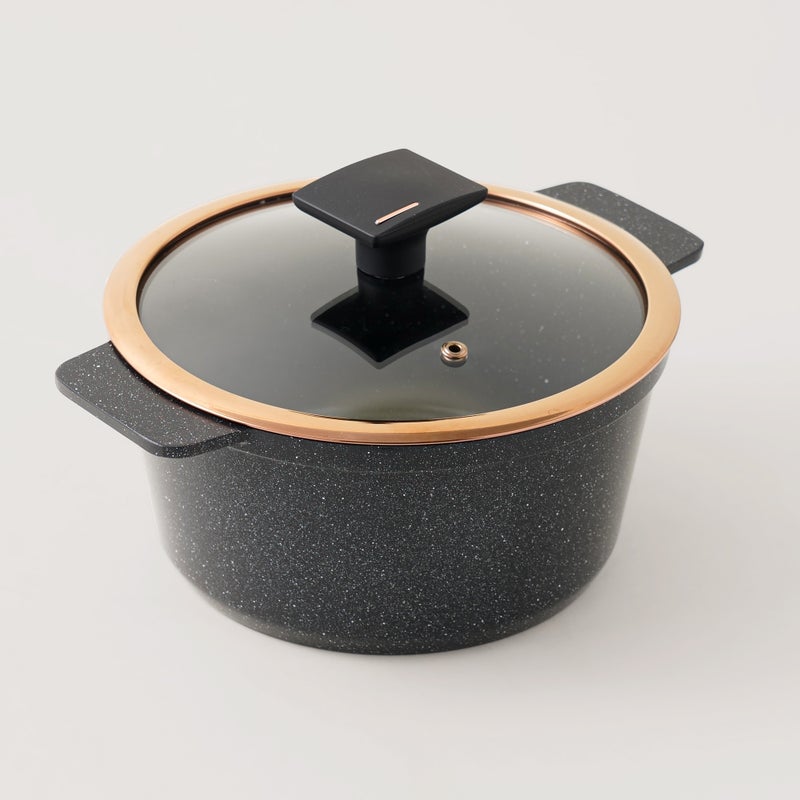 ألبرتو قدر طهي ألومنيوم مع غطاء زجاجي 4.1 لتر، أسود - Image 1