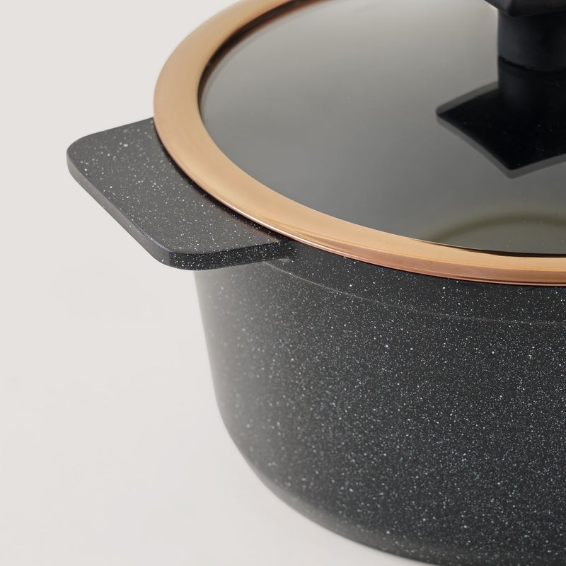 ألبرتو قدر طهي ألومنيوم مع غطاء زجاجي 4.1 لتر، أسود - Image 3