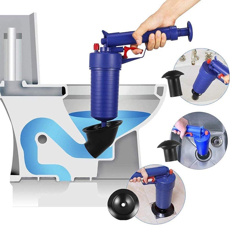 Snivy Snivy Toilet Plunger Set, High Pressure Air Drain Pump Plunger, Air Power Drain Blaster Gun, Sink Opener Cleaner Pump Dredge Tool for Toilet Bathroom Kitchen, Plastic, Polished  - Image 1