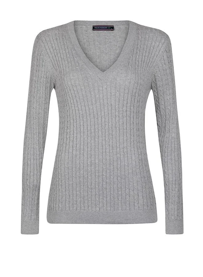 فيليكس هاردي V-Neck Cable Knit Pullover