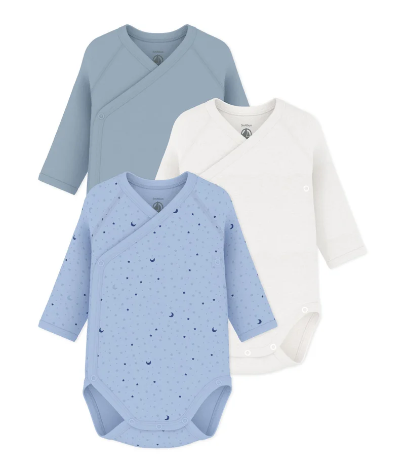 بيتي باتو Pack Of Long-Sleeved Printed Cotton Wrapover Bodies For Babies