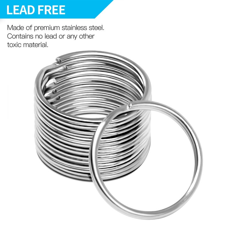 Prudance 100PCS Key Rings Metal Round Split Ring - Bulk Pack of 100-1" 25mm Diameter - Image 3