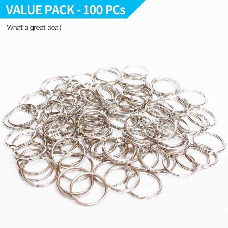 Prudance 100PCS Key Rings Metal Round Split Ring - Bulk Pack of 100-1" 25mm Diameter - Image 2