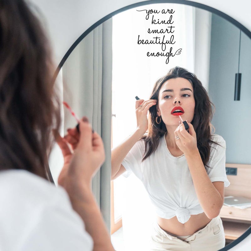 JINGIHE Affirmation Stickers You are Kind Smart Beautiful Enough, Mirror Wall Decor for Bathroom, Vinyl Peel and Stick Wall Decals for Home Decor Living Room Bedroom Girl Home Decoration (Black) - Image 4
