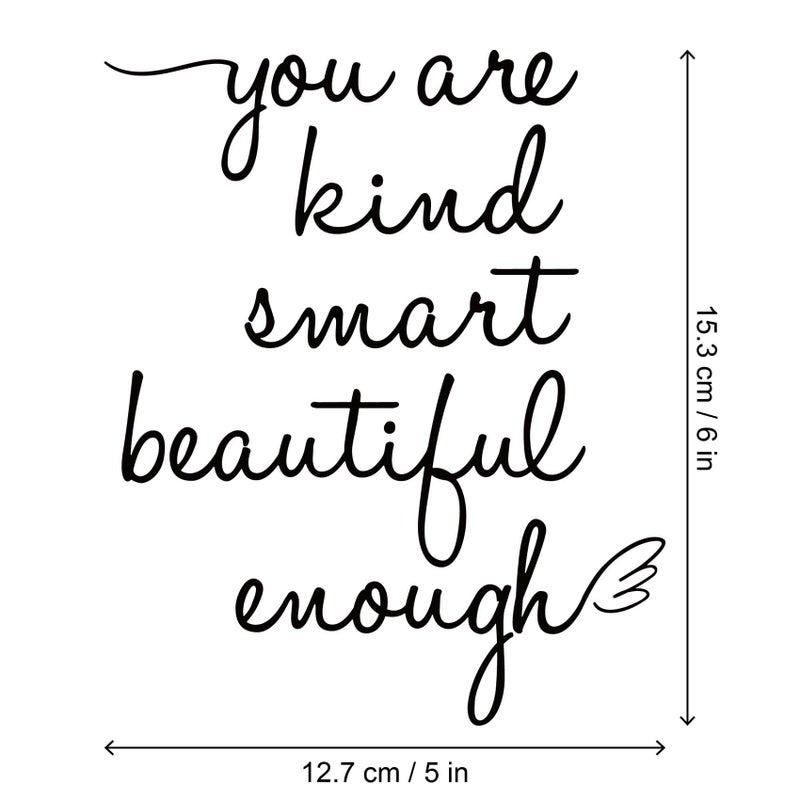 JINGIHE Affirmation Stickers You are Kind Smart Beautiful Enough, Mirror Wall Decor for Bathroom, Vinyl Peel and Stick Wall Decals for Home Decor Living Room Bedroom Girl Home Decoration (Black) - Image 3