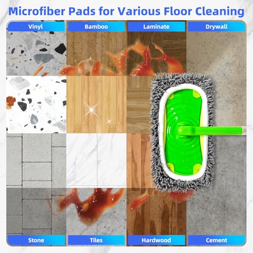 LOVECO Reusable Microfiber Mop Pads Compatible with Sweeper Mop, Replacement Wet Mopping pad Refills & Washable Dry Sweeping Cloths for Use on All Sealed Floors - Stone, Hardwood, Laminate & Tile (6 Grey) - Image 5