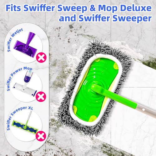 LOVECO Reusable Microfiber Mop Pads Compatible with Sweeper Mop, Replacement Wet Mopping pad Refills & Washable Dry Sweeping Cloths for Use on All Sealed Floors - Stone, Hardwood, Laminate & Tile (6 Grey) - Image 2