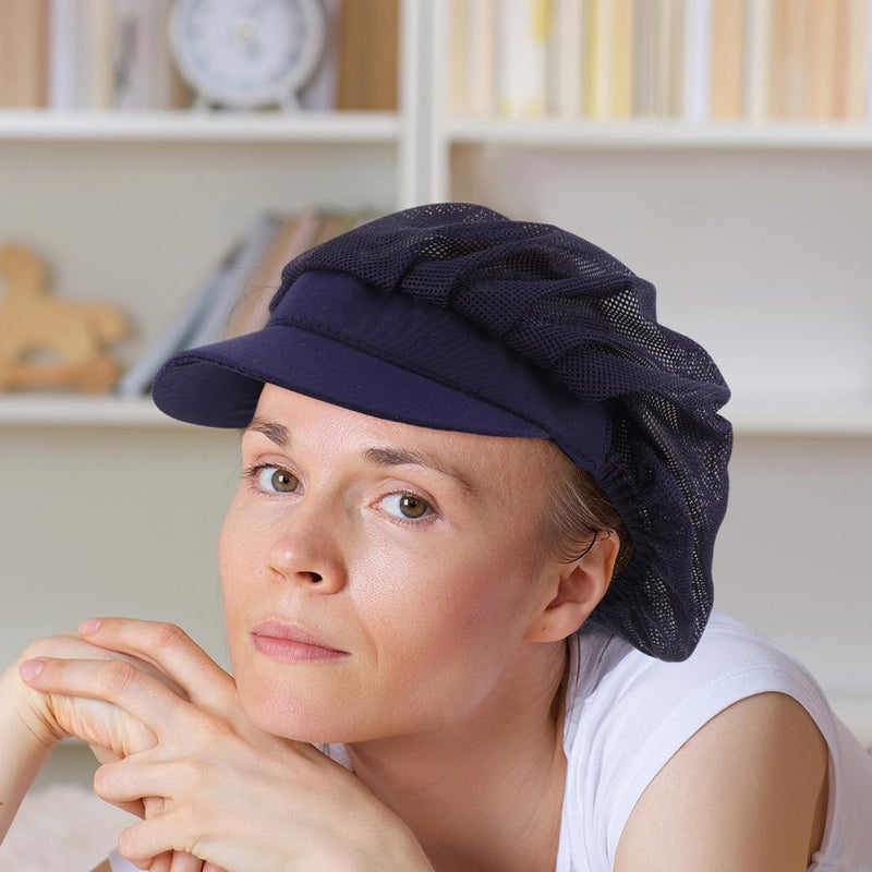 2pcs Breathable Chef Hats for Kitchen Cooking and Baking, Navy Blue Food Service Work Caps with Dustproof Mesh for Restaurant Staff Unisex - Image 5