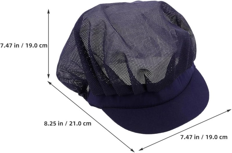 2pcs Breathable Chef Hats for Kitchen Cooking and Baking, Navy Blue Food Service Work Caps with Dustproof Mesh for Restaurant Staff Unisex - Image 2