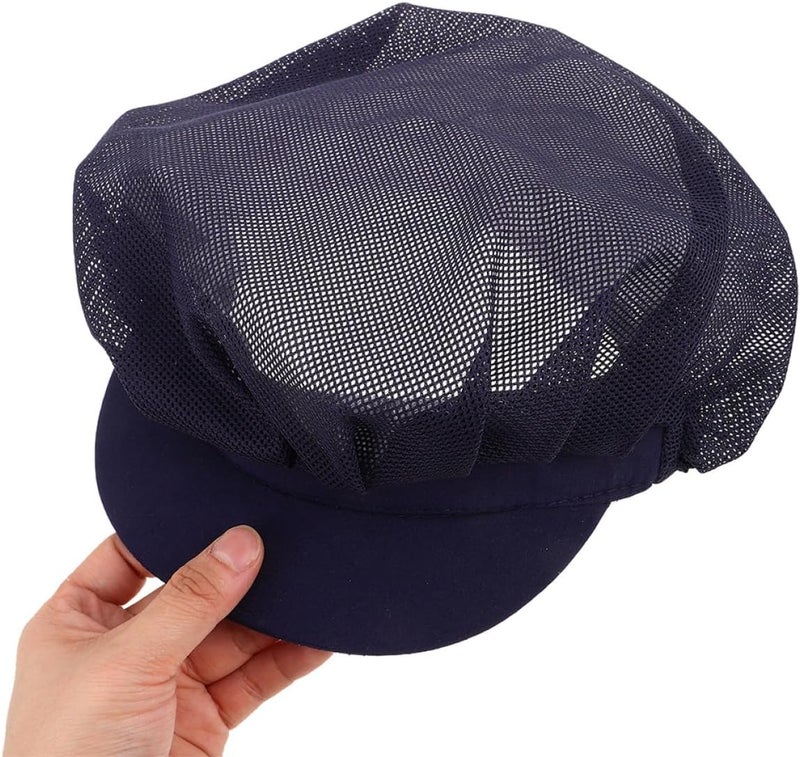 2pcs Breathable Chef Hats for Kitchen Cooking and Baking, Navy Blue Food Service Work Caps with Dustproof Mesh for Restaurant Staff Unisex - Image 4