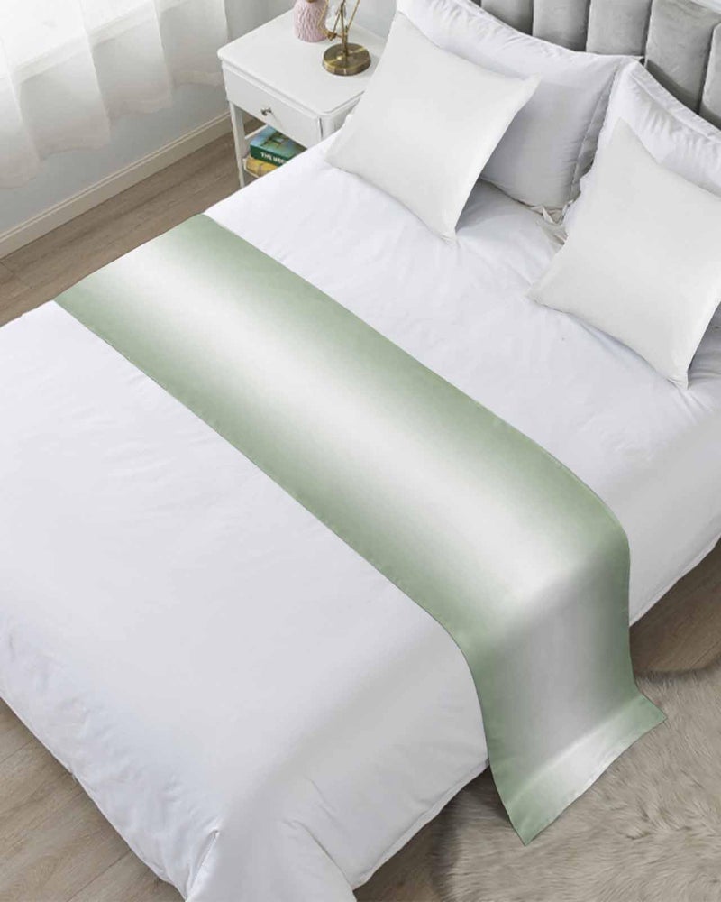 Sage Green Ombre Bed Runner For King Bed 94x20 Inches Decorative Foot Of Bed Throw - Image 2