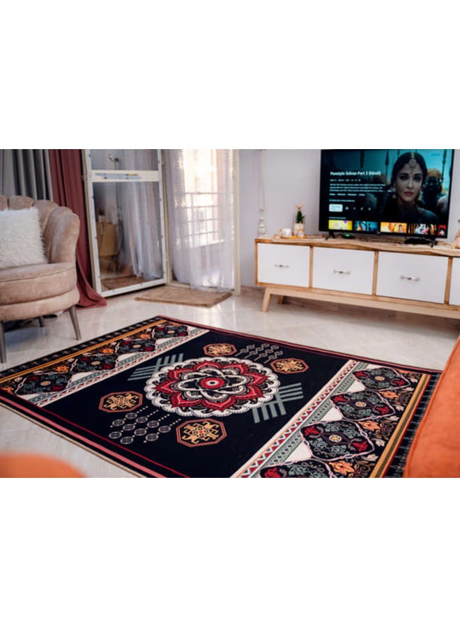 هندي منداله سجادة مطبوعة من القطن الشنيل – تصميمات كلاسيكية، حديثة، وفينتاج – قاعدة قماشية ناعمة، متوفرة بأحجام - Image 1