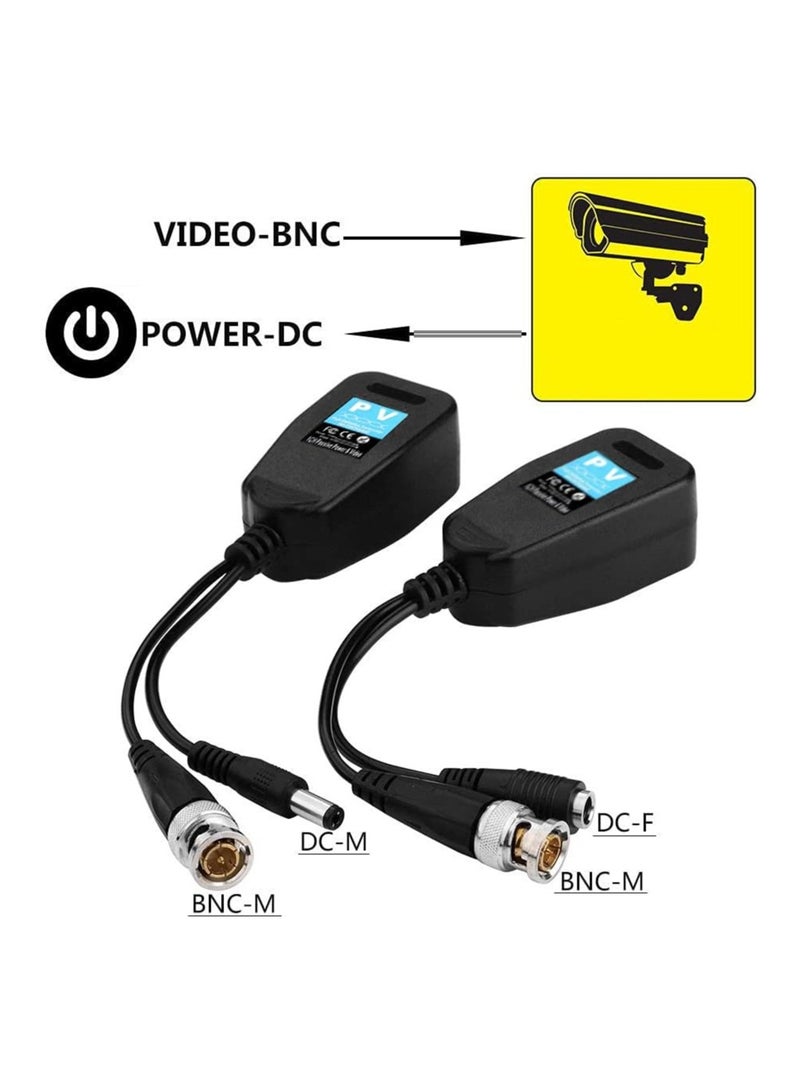 2 Pairs Passive Video Baluns Video Power 2-in-1 Long Distance Network Transceiver Cat5e/Cat6 Cable to BNC Connector bnc to rj45 Adapter for HD Security Surveillance Camera Systems  - Image 2