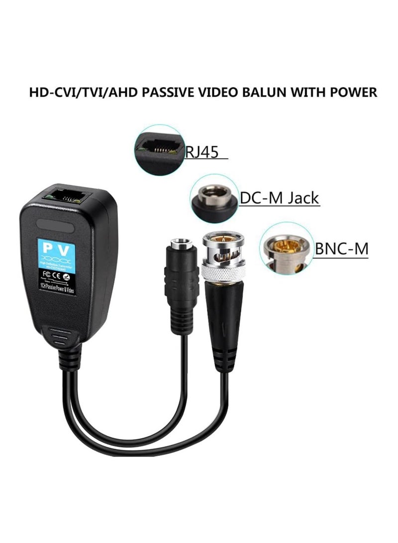 2 Pairs Passive Video Baluns Video Power 2-in-1 Long Distance Network Transceiver Cat5e/Cat6 Cable to BNC Connector bnc to rj45 Adapter for HD Security Surveillance Camera Systems  - Image 3