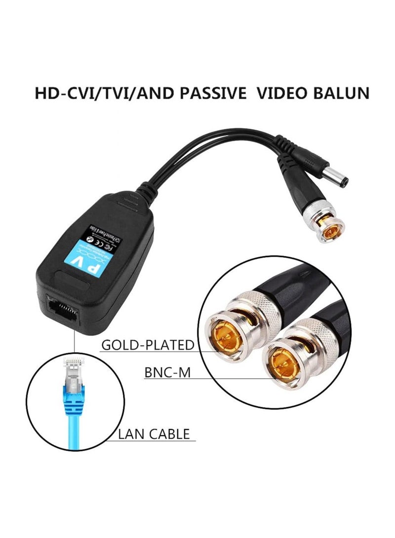 2 Pairs Passive Video Baluns Video Power 2-in-1 Long Distance Network Transceiver Cat5e/Cat6 Cable to BNC Connector bnc to rj45 Adapter for HD Security Surveillance Camera Systems  - Image 4