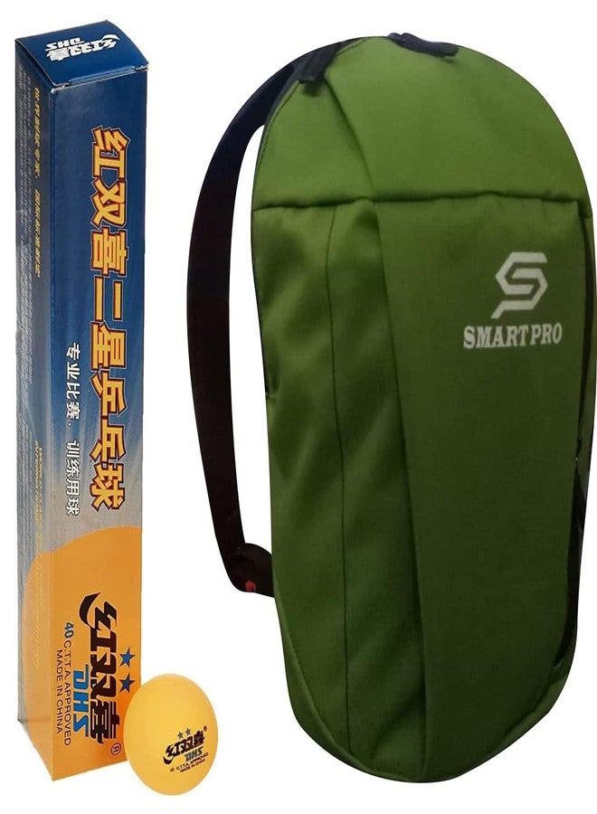 DHS TT Ball 40MM 2 Star Orange (6 Pcs Box) 30 PCS with Smart PRO TT Special Cover Speed Green - Image 1