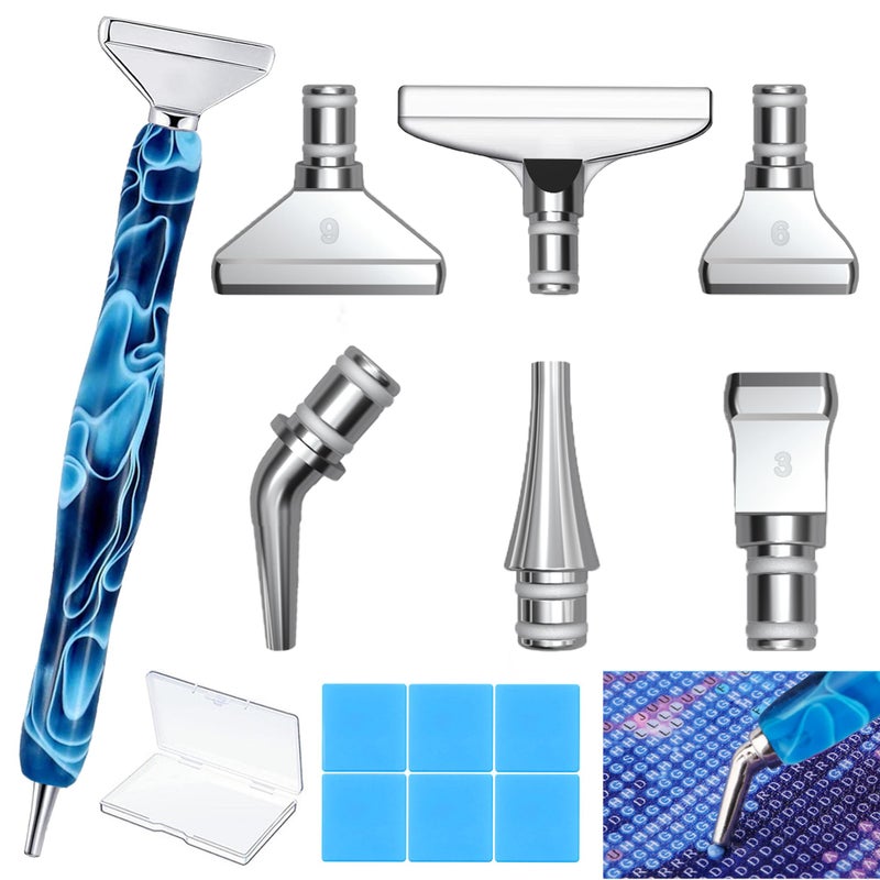 Heyseri Diamond Art Painting Pens Ergonomic Diamond Painting Drill Pens Tools Accessories Gem Art Pen Tools with Metal Tips for 5D Craft Nail Blue